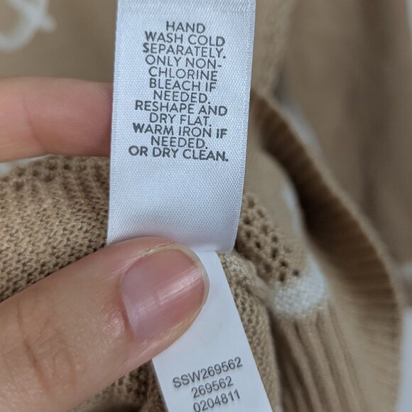 J.Jill | Beige Tan Sand & Sea Coastal Embroidered Sweater Size Medium Petite - Picture 10 of 10